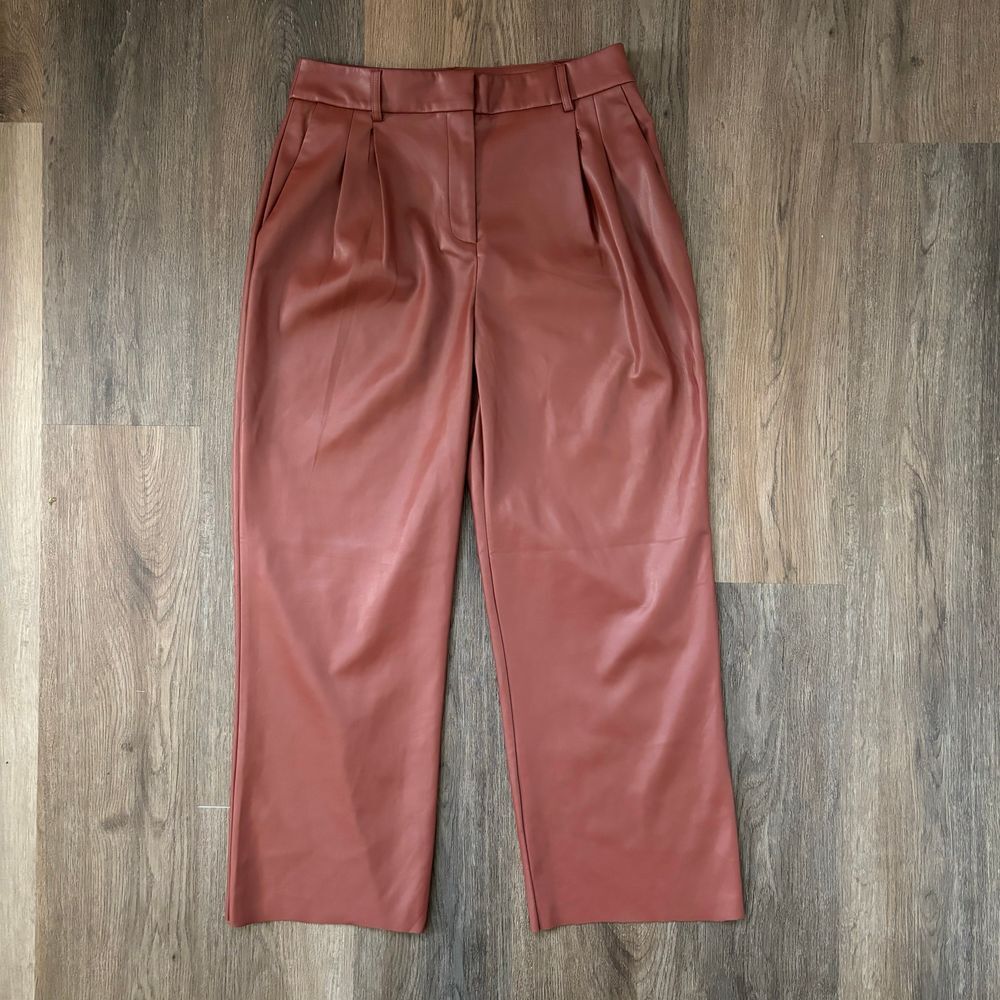 Chic Brown Pleather Wide Leg Pants House of Harlow Size 1960 Preppy Romantic